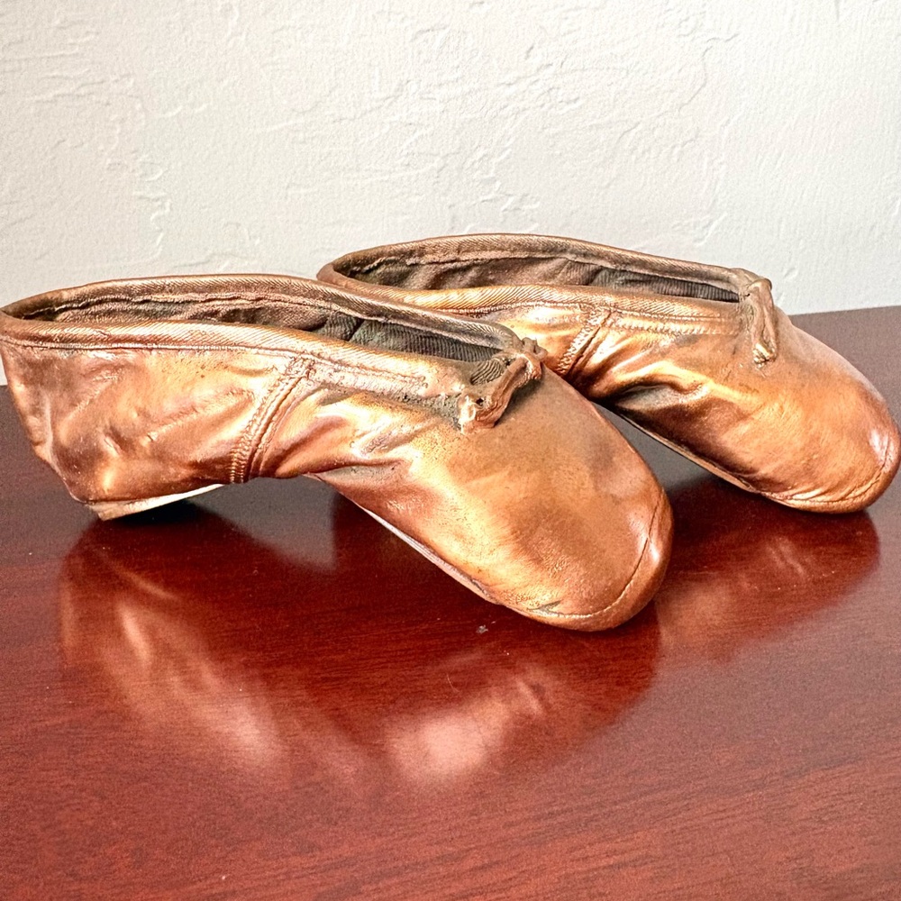Vintage Cast Molded Brass Bronze Pair of Ballerina Shoes